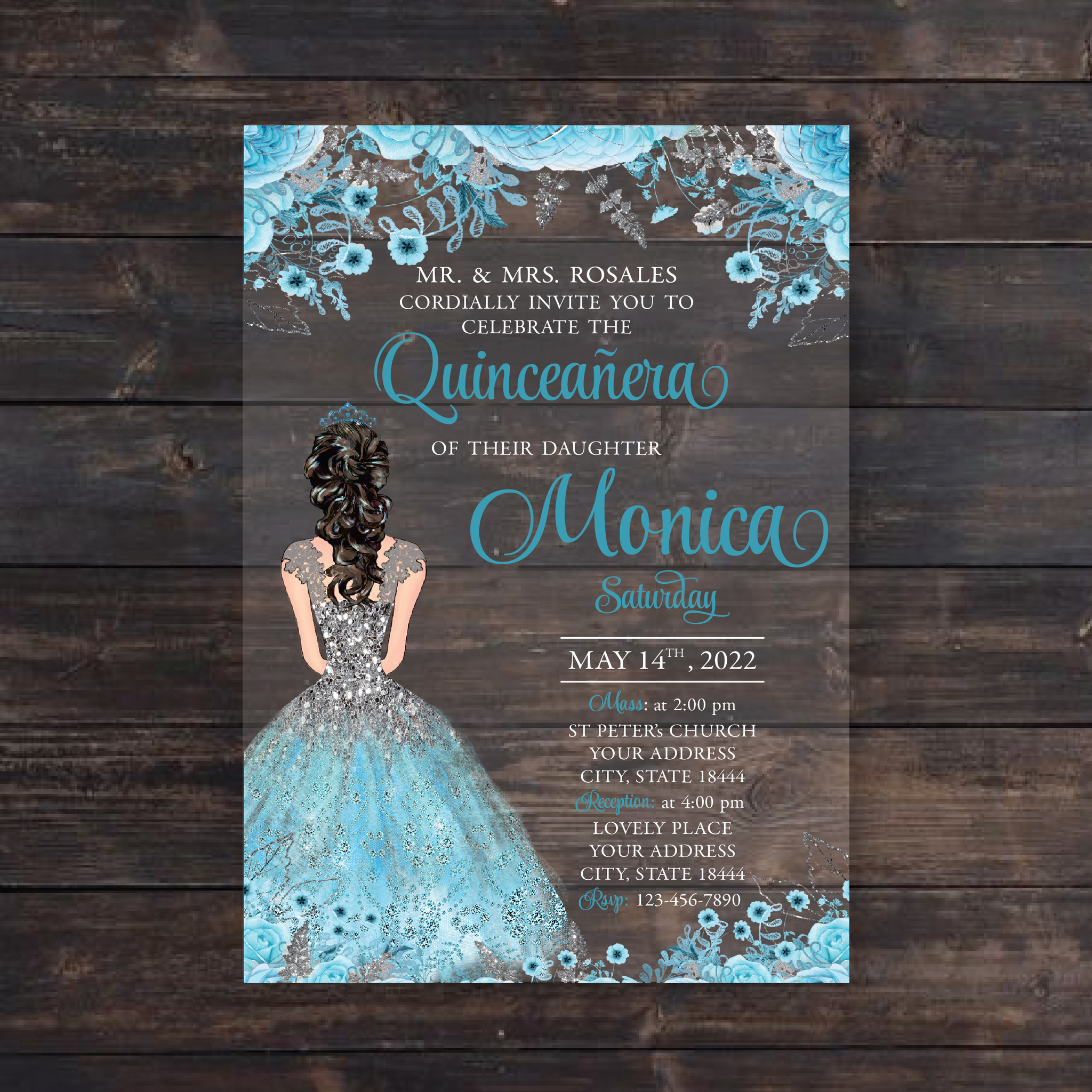 Quinceañera Invitation, Sapphire Blue Mis Quince Invitation, Acrylic Q –  World of Wedding Co.