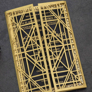 Gold and Black Gatsby Art Deco Luxurious Inspired Laser Cut Invitations