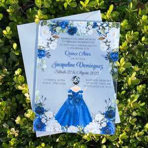 Royal Blue Quinceanera Acrylic Invitation