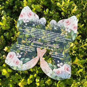 Rose Gold Butterfly Shaped Acrylic Invitation